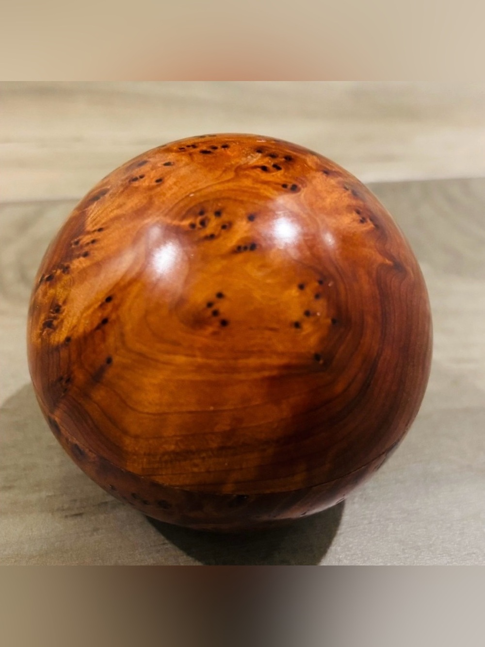 New! Polished Thuya Burl Wood Sphere that’s hollowed out for tiny ‘specials’💌🔑🎫💍